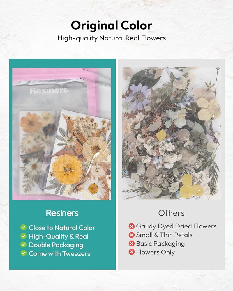 Resiners Dried Flowers, 100Pcs Pressed Flowers for Craft Real Natural Dried Flowers Dry Leaves Kit for DIY Making Crafts Resin Soap Candle Scrapbook Supplies Jewelry Making - Image 3